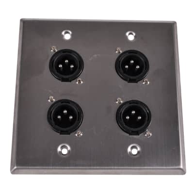 Seismic Audio Stainless Steel Wall Plate - 2 Gang with 4 XLR Male Connectors image 2