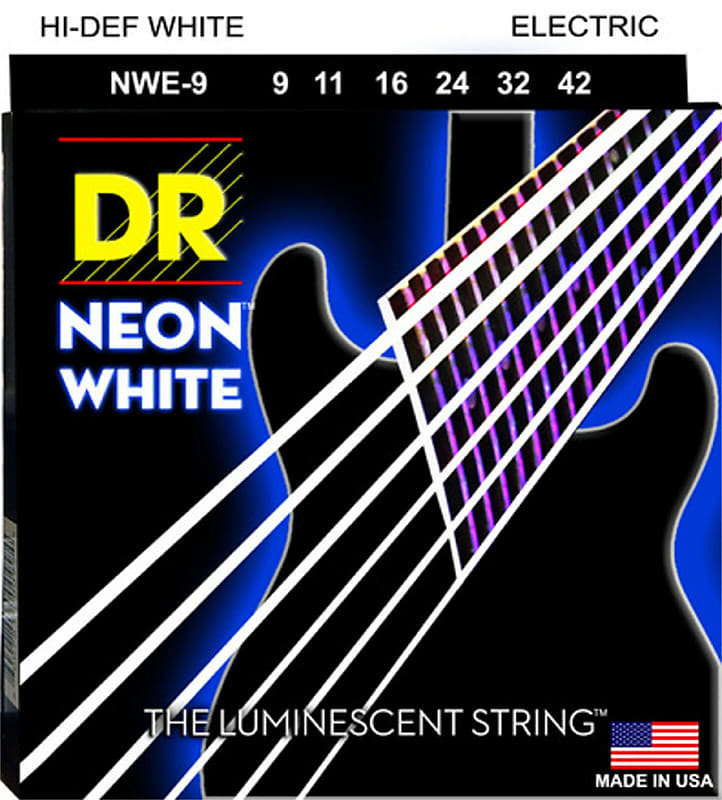 DR NWE-9 Hi-Def Neon White Coated Electric Guitar Strings 09-42  Neon White image 1