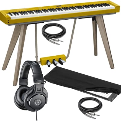 Casio Privia PX-S7000 88-Key Keyboard Mustard, Cover, ATH-M30X, Cables