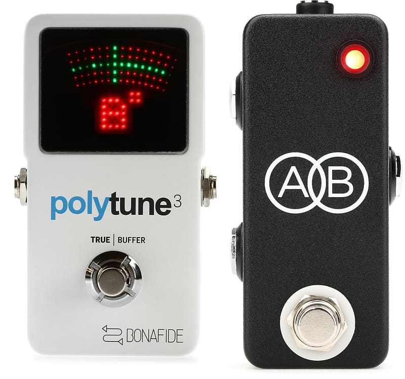 TC Electronic PolyTune 3 Polyphonic LED Guitar Tuner Pedal with Buffer  Bundle with JHS Mini A/B Box 2-channel Line Switcher Pedal
