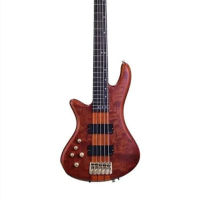 Schecter Stiletto Studio-5 FL Active Fretless 5-String Bass Left-Handed, Honey Satin for sale