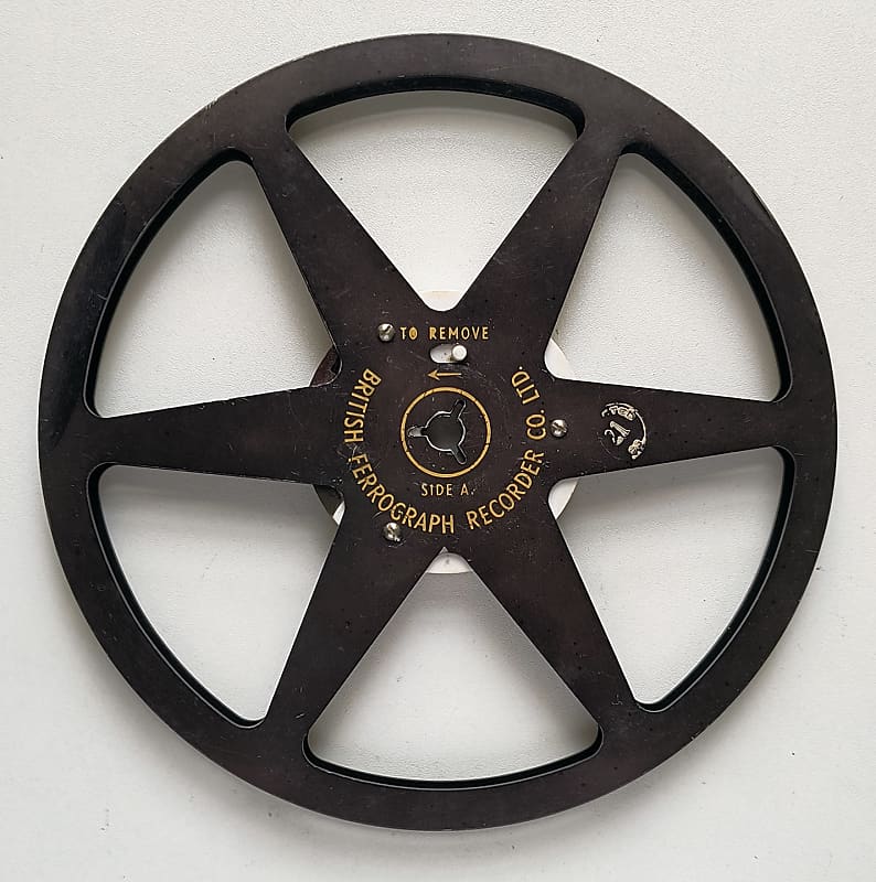 Vintage British Ferrograph 8.25″ Empty Metal Reel 1/4″ - Black 6 Window - Rare  			