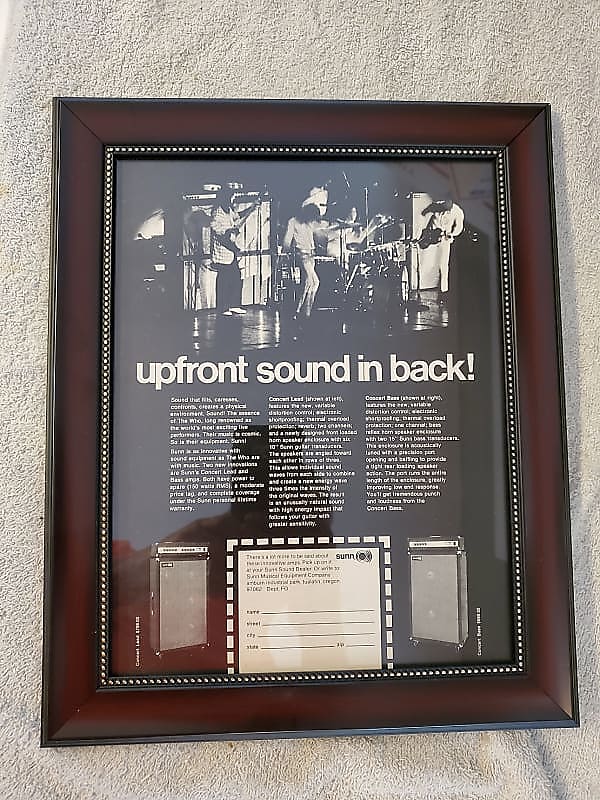 1972 Sunn Amps Promotional Ad Framed The Who Original | Reverb