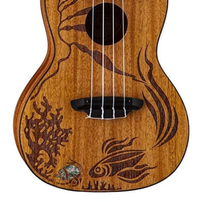 Luna Mo'O Mahogany Acoustic/Electric Concert Ukulele With Lizard