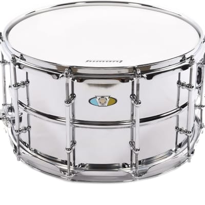 Ludwig Supralite Steel Snare Drum - 8x14" - Polished (LU0814SL) image 1
