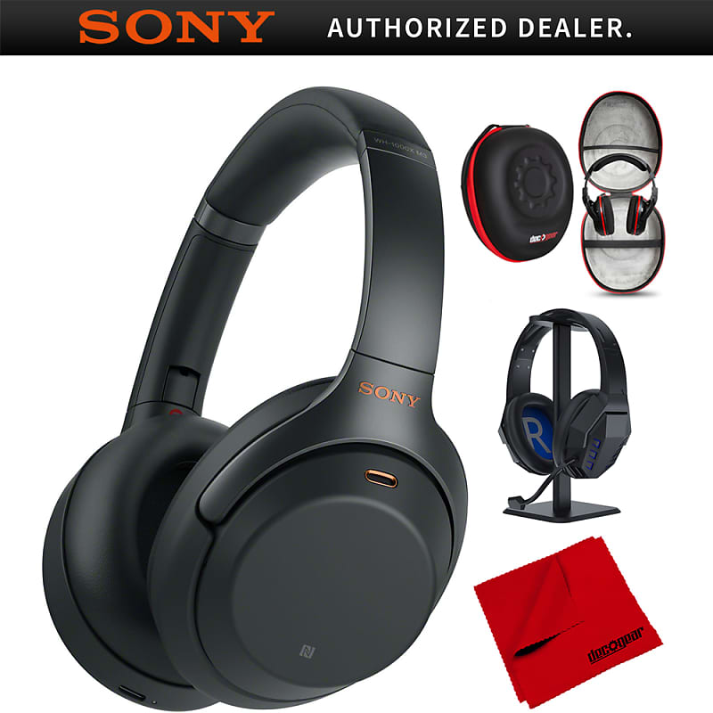 Sony WH-1000XM3 Wireless Noise Cancelling Headphones WH1000XM3/B Black Pro  Stand Kit