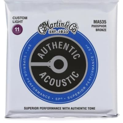 Martin Authentic Acoustic SP MA535 92/8 Custom Light Acoustic Guitar Strings .011-.052 image 1
