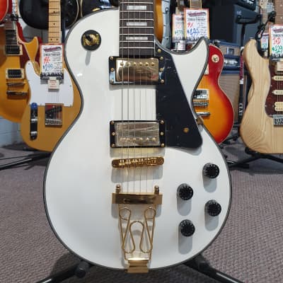 J&D Luthiers 'LP' Custom Style Electric Guitar in White with Trapeze Tailpiece for sale