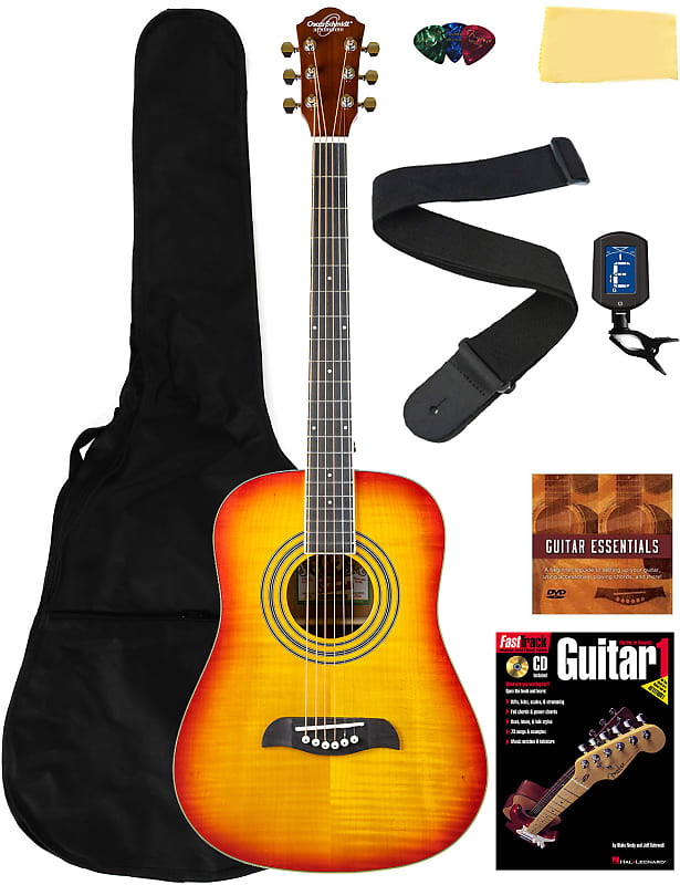 Oscar Schmidt OG5 3/4-Size Kids Acoustic Guitar - Flame Yellow Sunburst w/ Gig Bag image 1
