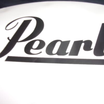 New Pearl 22" Coated White w/Black Script Logo Bass Drum Resonator Head sound hole image 2