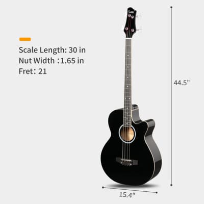 Glarry GMB101 4 string Electric Acoustic Bass Guitar w/ 4-Band Equalizer EQ-7545R Black image 4