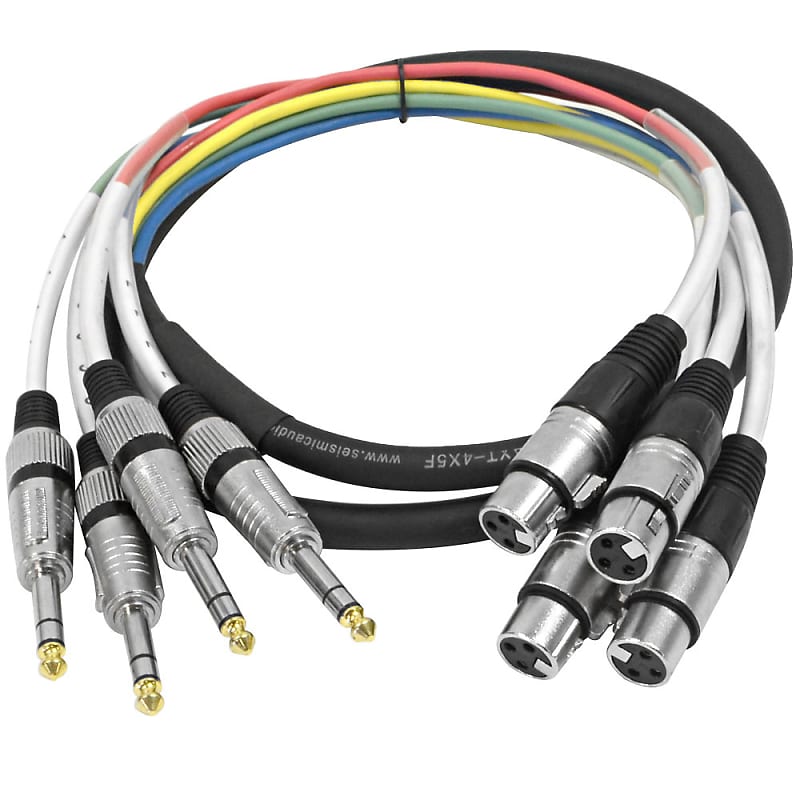 Seismic Audio 4 Channel 1/4" TRS to XLR Snake Cable - 5 Feet Pro Audio Patch image 1