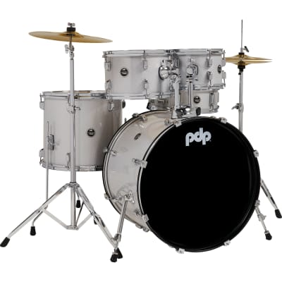 PDP Centerstage 5-Piece Drum Set (22" Bass, 10/12/16" Toms, 14" Snare) in Diamond White Sparkle image 1