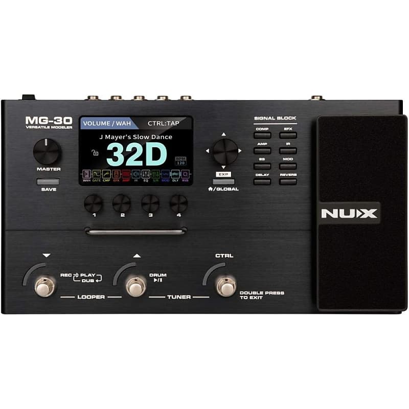 NUX MG-30 Guitar Multi-Effects Pedal Guitar/Bass/Acoustic Amp Modeling, 1024 Samples IRs, IR Loader, White-Box Algorithm, EFX Routing, 4'' Color LCD, NMP-2 Footswitch Included image 1