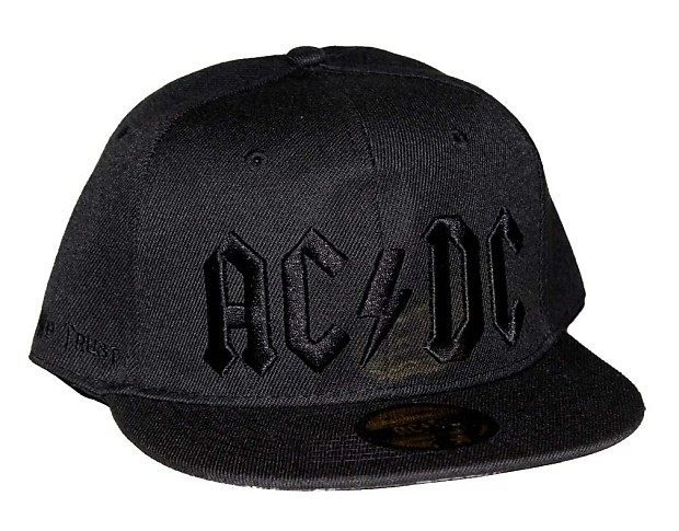 AC/DC Black on Black Logo Flat Bill Snapback Hat | Reverb