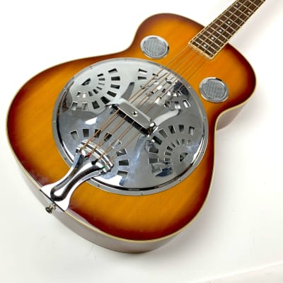 Regal Round Neck Acoustic  Resonator Bass 4 string. Honeyburst image 1