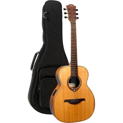 Lag Guitars Tramontane Travel Series Acoustic Electric Guitar Red Cedar and Mahogany Natural for sale