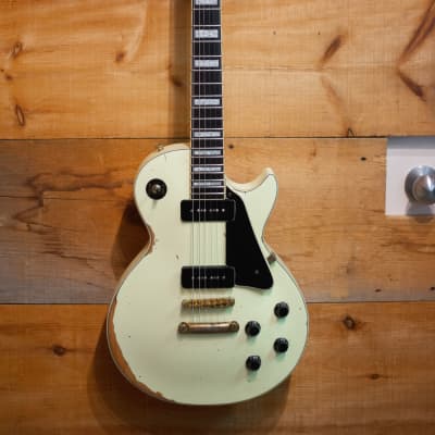Palermo Custom Shop 1953 Les Paul Conversion Electric Guitar P90 Aged White RELIC W/ Gibson Case image 1