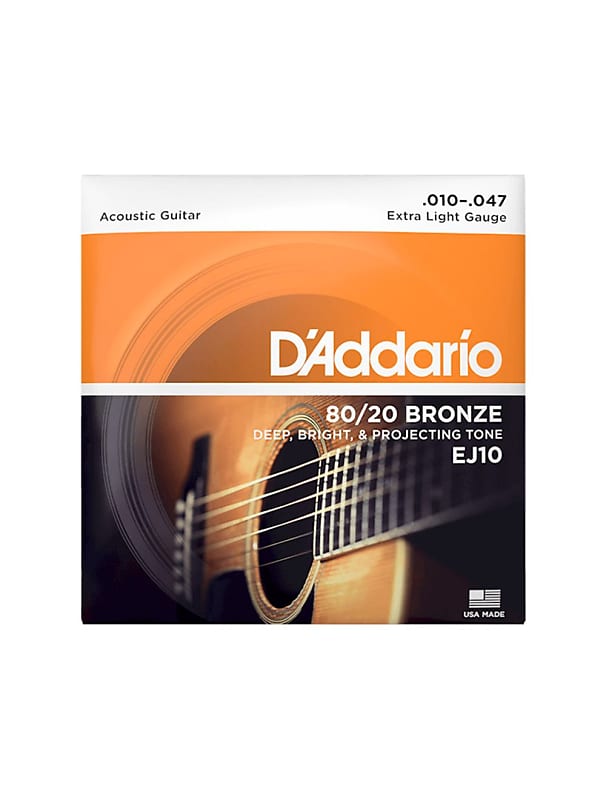 D'Addario EJ10 Bronze Extra Light Acoustic Guitar Strings, 10-47 2000 - 2020 - Bronze image 1