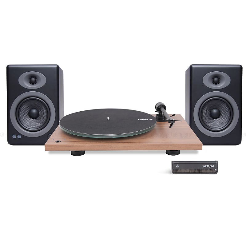 Pro-Ject: T1 Phono SB / Audioengine A5+ / Turntable Package Walnut Turntable / Black Speakers  			