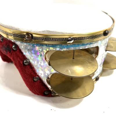 Vintage huge Egyptian tambourine percussion instrument Riq 1980s - Rainbow image 10