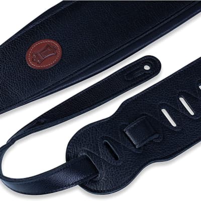 Levy's Leathers MSS2-4-BLK Garment Leather Bass Guitar Strap, Black image 2
