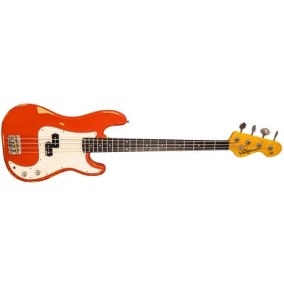 Vintage V4MR Icon Bass, Distressed Firenza Red image 1