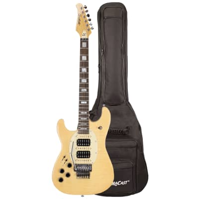 Sawtooth ES Hybrid Left-Handed Electric Guitar with Original Floyd Rose, Natural Flame Maple, with ChromaCast Gig Bag for sale