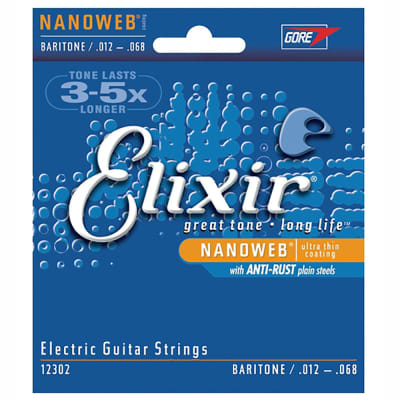 Elixir 12302 NanoWeb Baritone Electric Guitar Strings (12-68) image 1