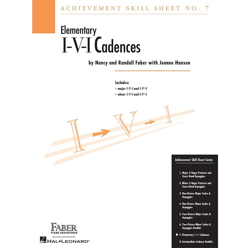 Achievement Skill Sheet No. 7: Elementary I-V-I Cadences image 1