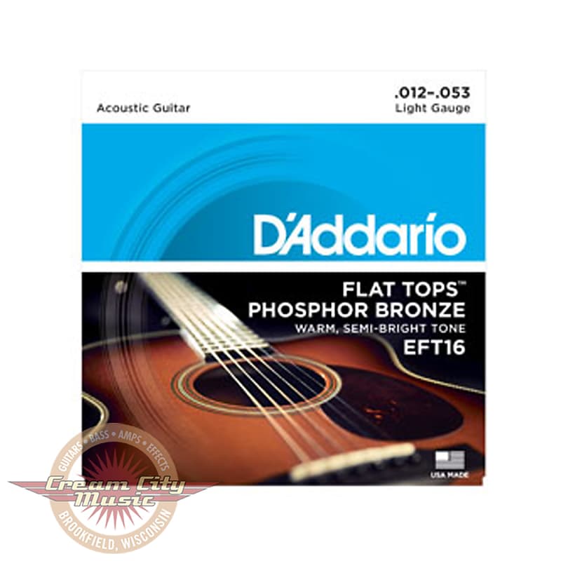 D'Addario EFT16 Flat Tops Acoustic Guitar Strings Light 12-53 image 1