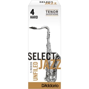 Rico RRS05TSX4H Select Jazz Tenor Saxophone Reeds, Unfiled - Strength 4 Hard (5-Pack)