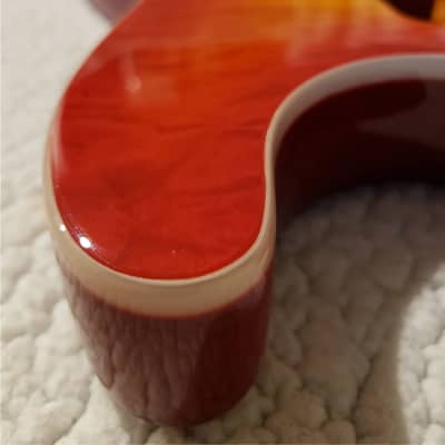 Bottom price on the last USA made bound Alder body in "Cherry sunburst" Quilt top. Made for a Strat neck # CSS-2. image 6