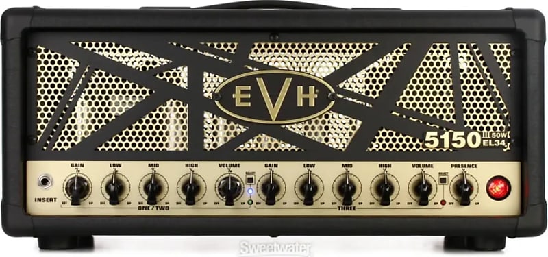 EVH 5150III EL34 Electric Guitar Tube Head, 50W, Black and Gold image 1