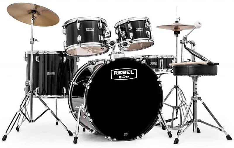 Mapex Rebel 5 Piece Complete Drum Kit w/ Fast Size Toms Black RB5844FTCDK image 1