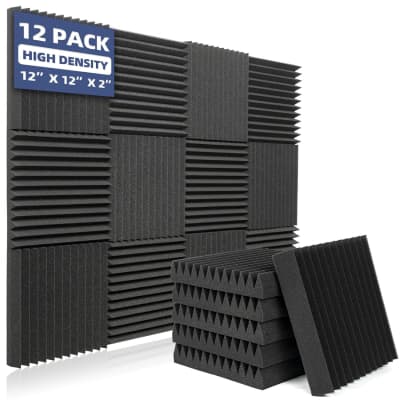 Thick Acoustic Foam Panels, 12 X 12 X 2 Inch 36 Pcs Broadband Sound  Absorbing Foam, Dense Soundproof Padding Tile, Recording Studio Foam  Absorber, Groove Decorative 3D Wall Ceiling Panel