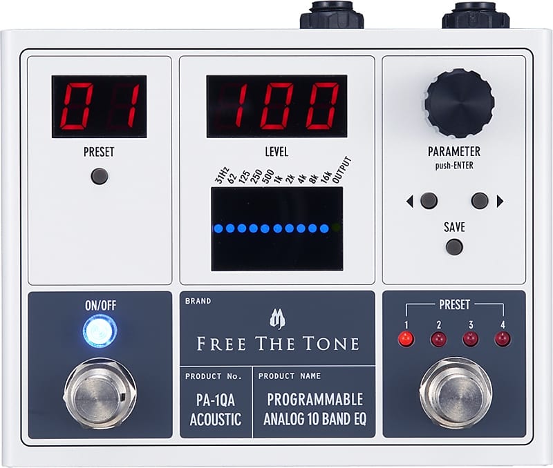 Free The Tone PA-1QA - Programmable Analog 10-Band EQ f. Acoustic Guitar