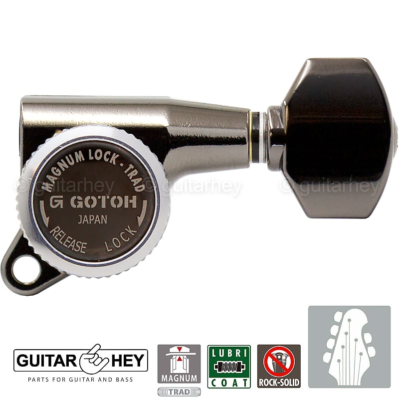 NEW Gotoh SG381-07 MGT L4+R2 Set Mini Locking Tuners Keys 4x2 - COSMO BLACK image 1