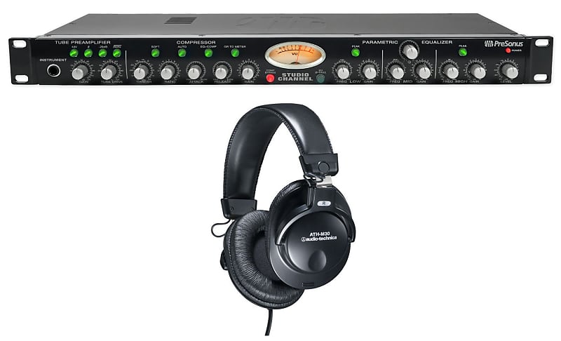 Presonus Studio Channel Recording Vacuum Tube Mic Preamp Strip+Studio Headphones  			