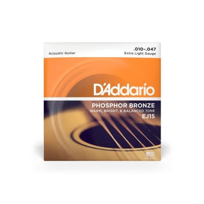 D'Addario EJ15 Super Light Gauge Phosphor Bronze Acoustic Guitar Strings 10-47 image 1