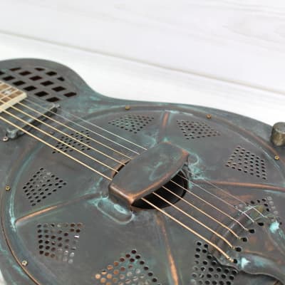 Royall Resonators Parlorizer Distressed Relic Copper Finish Brass Body Resonator Guitar with Pickup image 5
