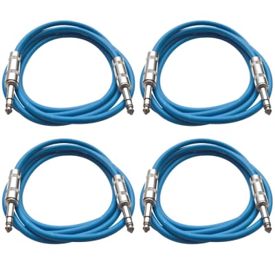 4 Pack of 1/4" TRS Patch Cables 6 Feet Extension Cords Jumper - Blue & Blue image 1