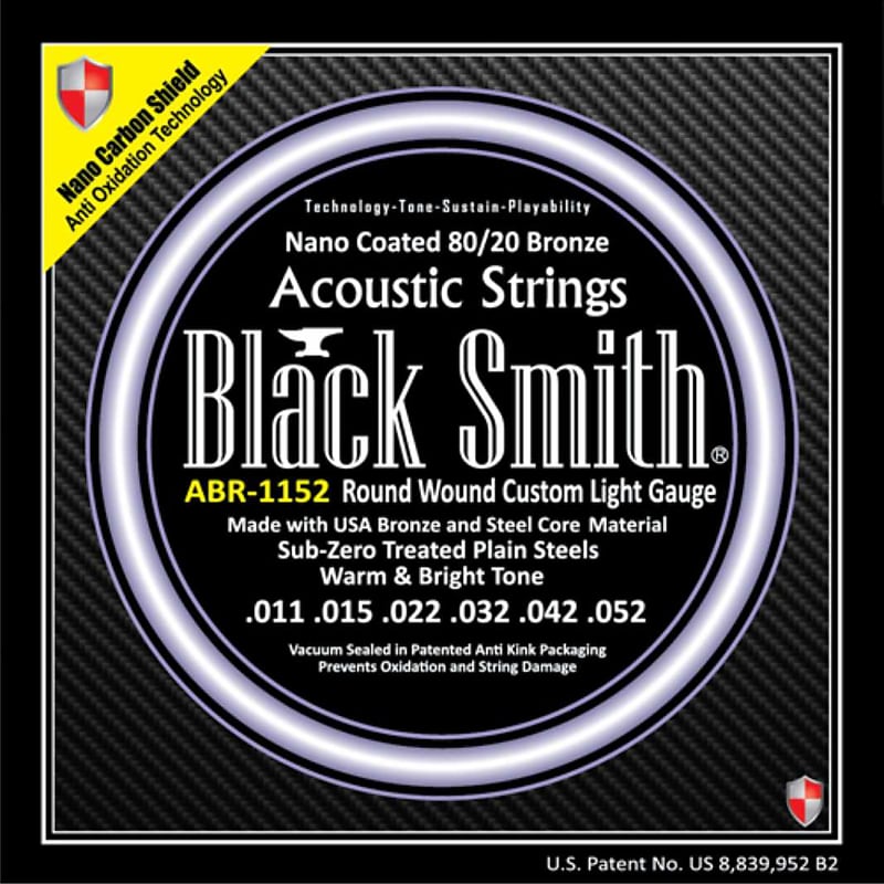 BLACKSMITH Acoustic 6 String Set, Nano-Carbon Coated 80/20 Bronze - Custom Light - 11-52 image 1