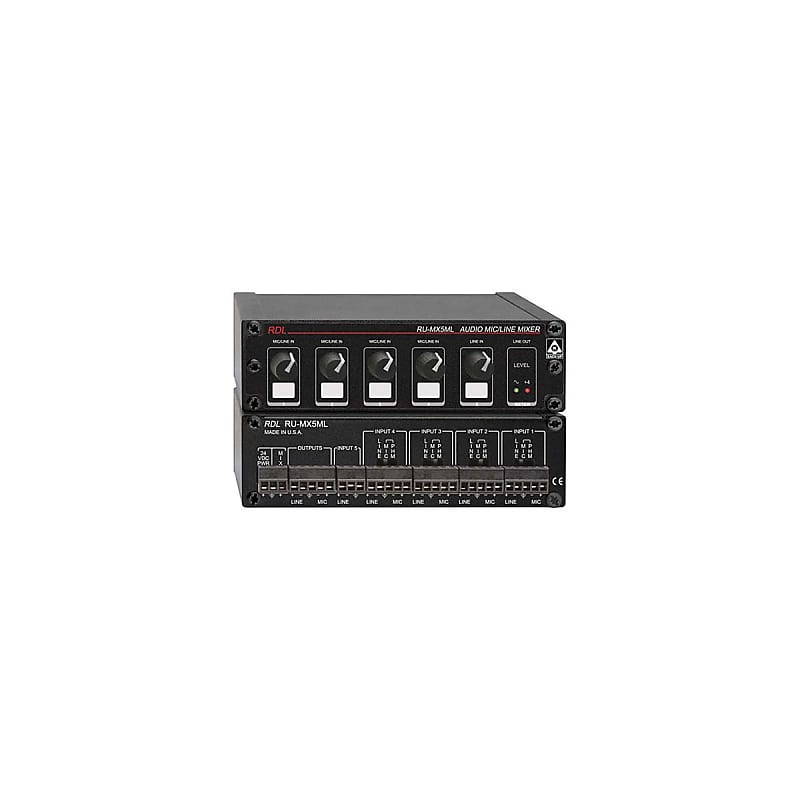 RDL RU-MX5ML 5-Channel Mic/Line Audio Mixer With Phantom | Reverb