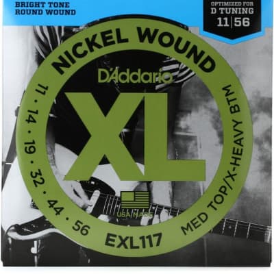 D'Addario EXL117 11-56 Medium Top/Extra Heavy Bottom, XL Nickel Electric Guitar Strings image 2