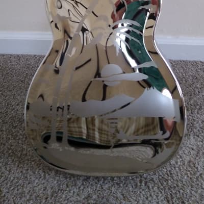National Lefty Style O 14 Fret Resonator Guitar 2007 Nickel Plated Brass Body *Free shipping U.S. image 3