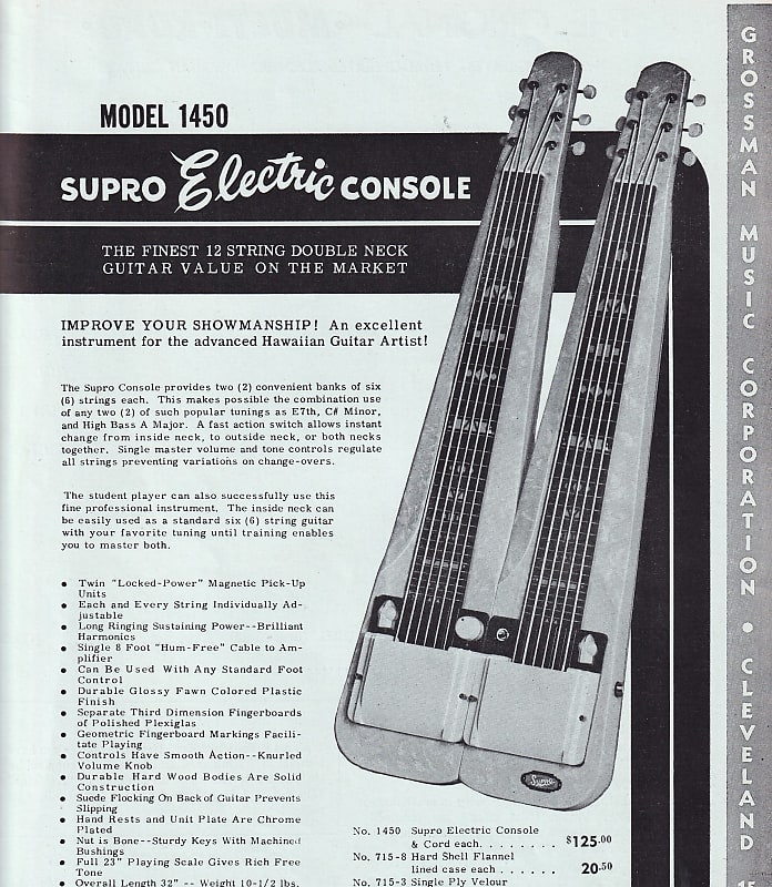 SUPRO LAPSTEEL / MULTIKORD 1958 VINTAGE FULL PAGE CATALOG Reverb