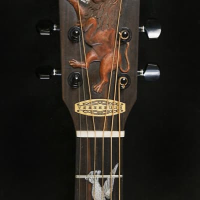 Blueberry Handmade Acoustic Guitar Dreadnought Jewish Motif - Alaskan Spruce and Mahogany Built to Order image 8