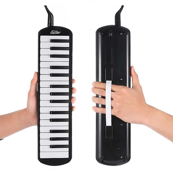 Melodica 32 Key (Black) Pianica Blow Piano Keyboard Harmonica Wind  Instrument /w Portable Carrying Bag, 2 Long Tube Mouthpiece, 2 Trumpet  Mouthpiece Kit for Beginners Kids Fun Music Gift 