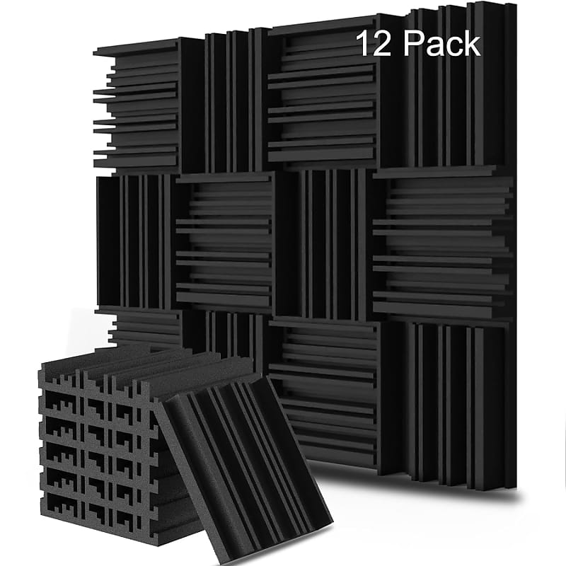 12 Pack Acoustic Panels Self-Adhesive,1 X 12 X 12 Quick-Recovery Sound  Proof Foam Panels, Acoustic Foam Wedges High Density, Soundproof Wall Panels  for Home Studio,Black-Gray : : Musical Instruments